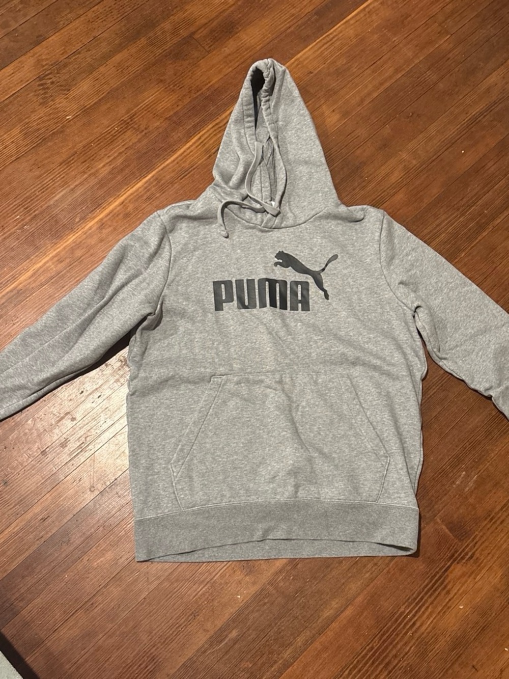 Puma Gray Pullover Hoodie with Black Logo